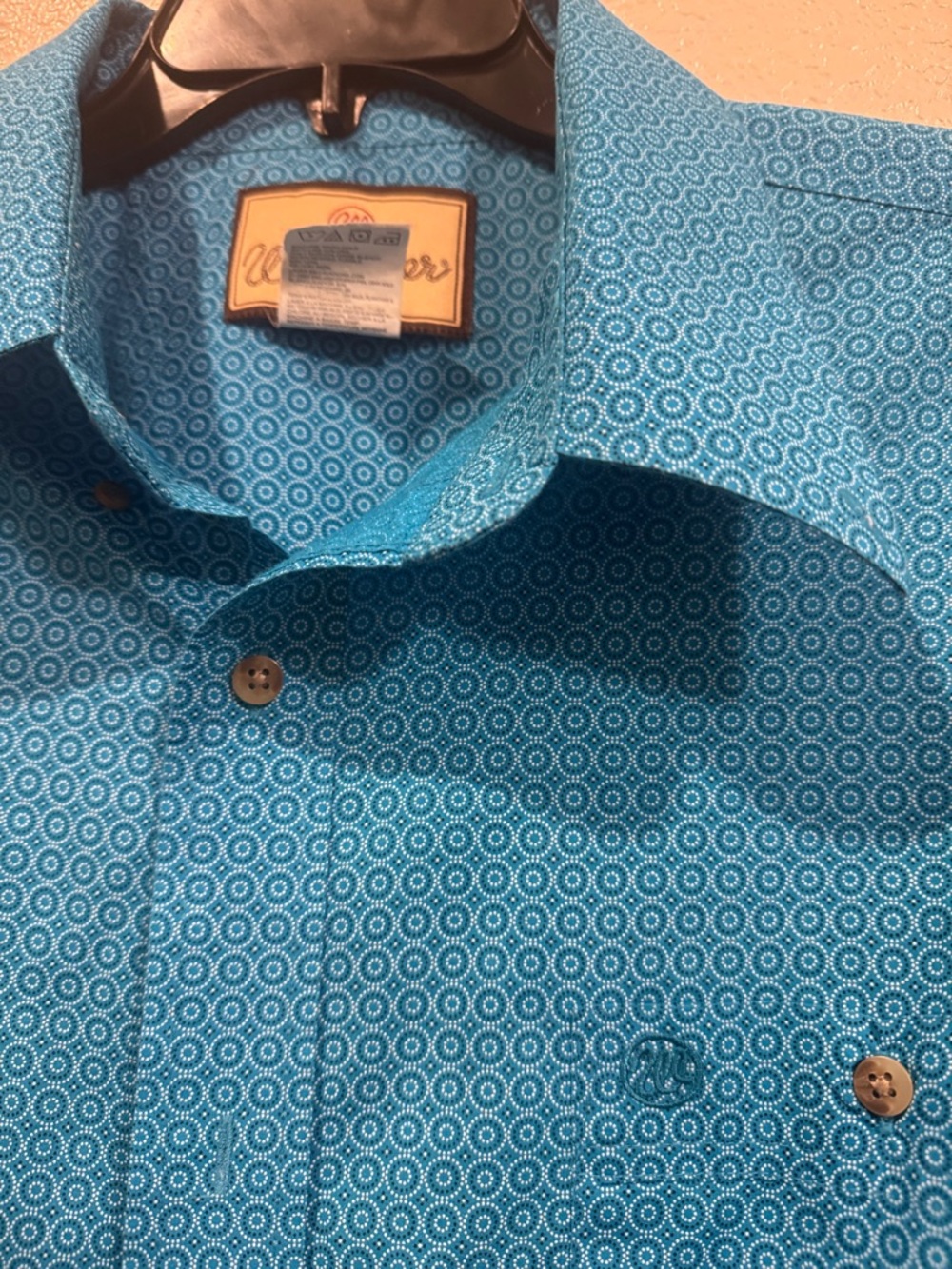 Wrangler Men's Teal Micro-Circle Button-Down Shirt